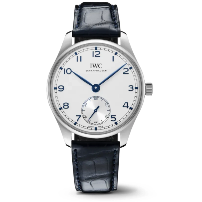 IWC Portugieser Automatic 40 Stainless Steel Silver Dial Blue Leather Strap