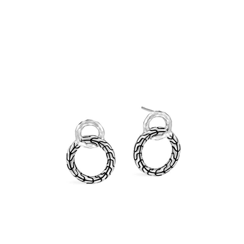 John Hardy Classic Chain Silver Hammered Interlinking Earrings