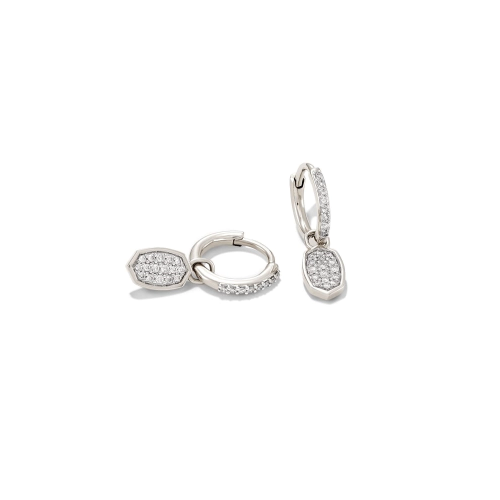 Kendra Scott Marisa 14K White Gold Diamond Huggie Earrings