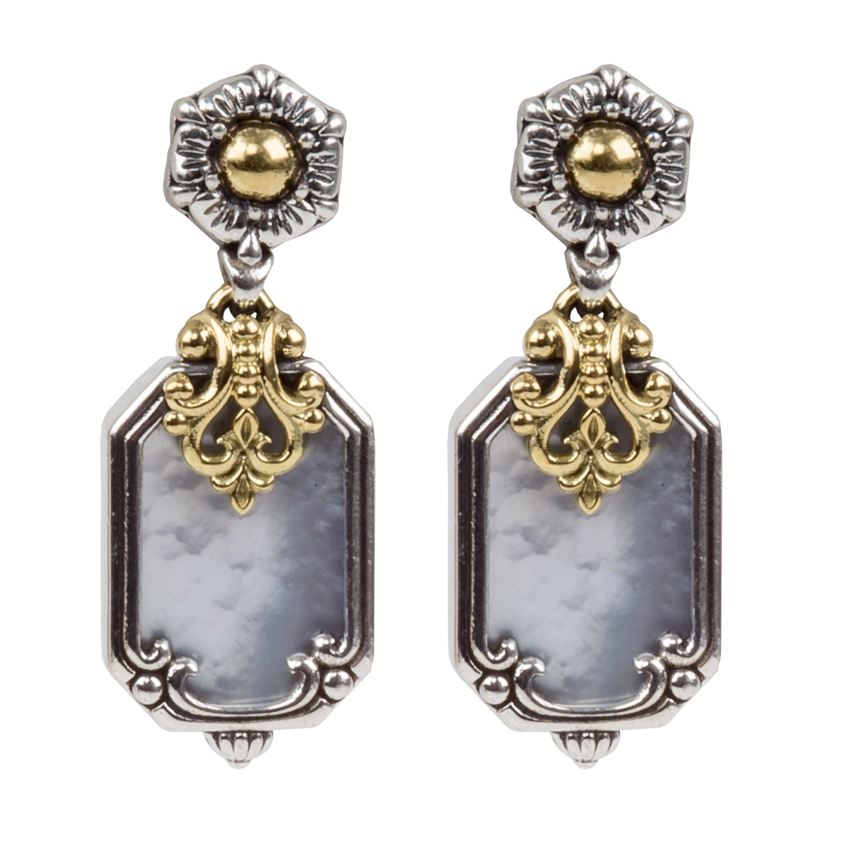 Konstantino Hestia Silver and 18K Gold Mother of Pearl Dangle Earrings