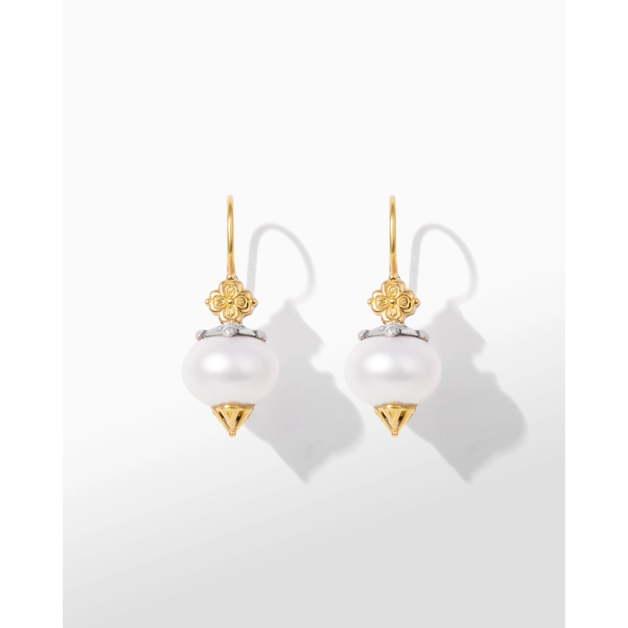 Konstantino Muse Collection Silver and Gold Pearl Earrings