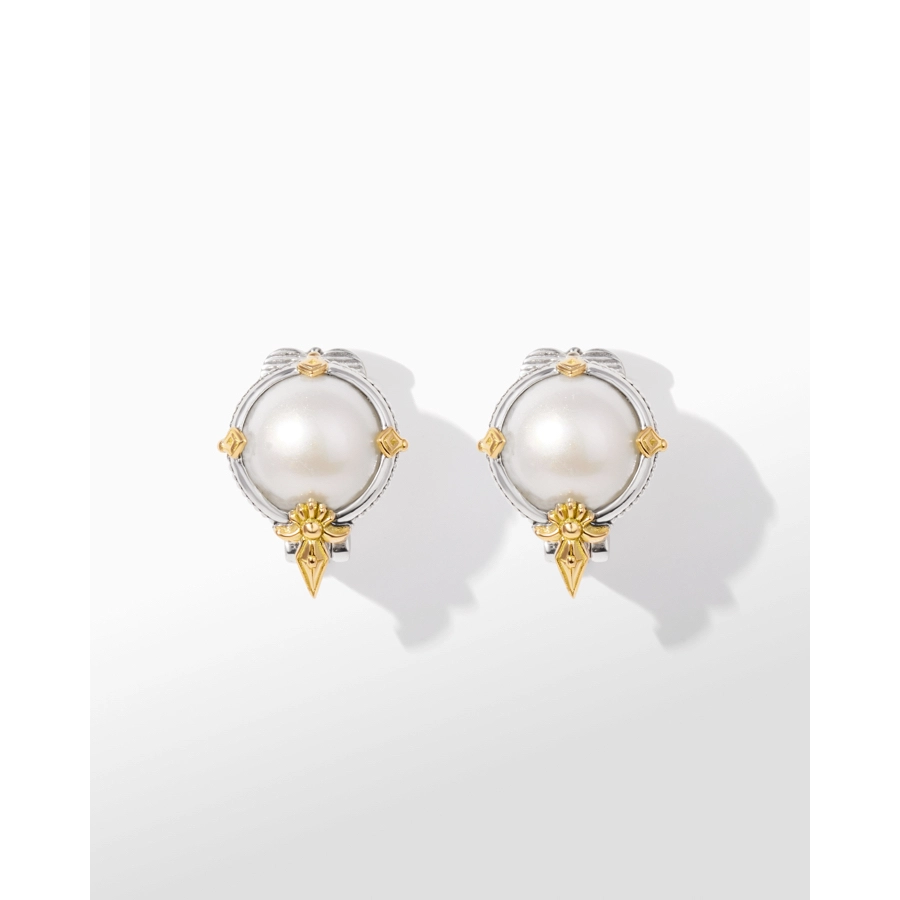 Konstantino Muse Collection Silver and Gold Pearl Earrings