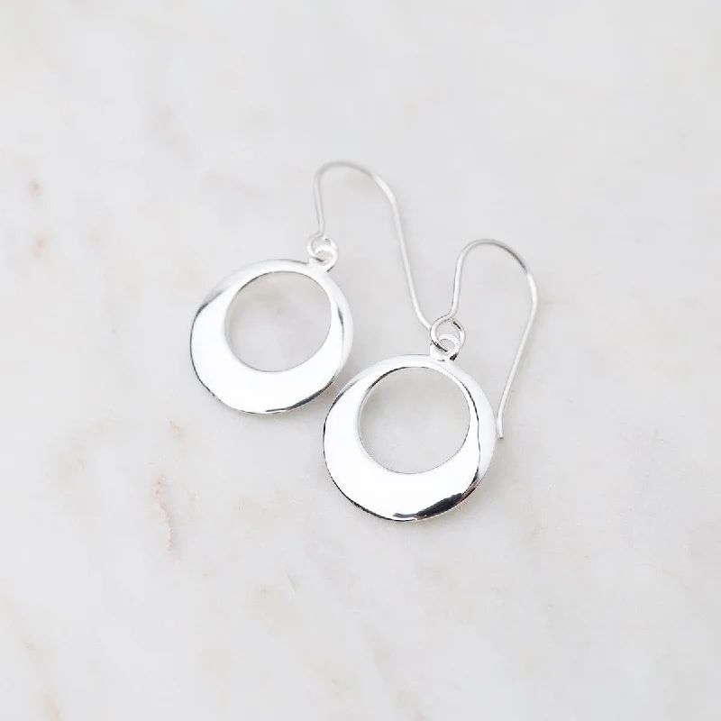 Sterling Silver Mod Circle Cut Out Earrings