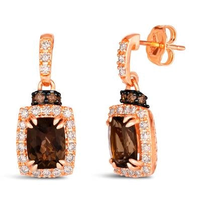 Le Vian 14K Strawberry Gold Chocolate Quartz and Nude and Chocolate Diamond Dangle Earrings