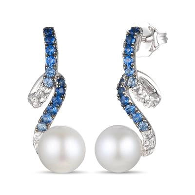 Le Vian 14K Vanilla Gold Denim Ombre and White Sapphire Earrings with Pearls