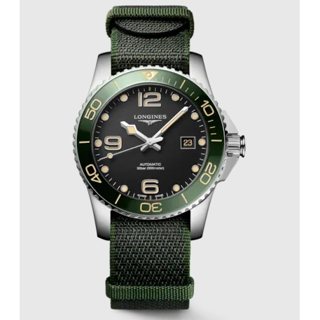 Longines Hydroconquest 41mm Green Bezel and Fabric Strap