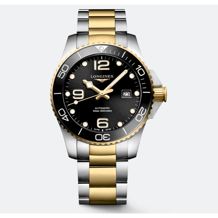 Longines Hydroconquest Two-Tone Black Dial 43mm Automatic