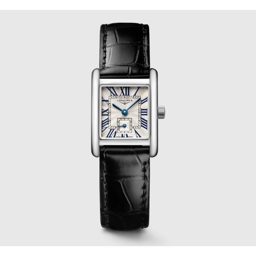 Longines Mini DolceVita Silver Roman Dial Alligator Strap