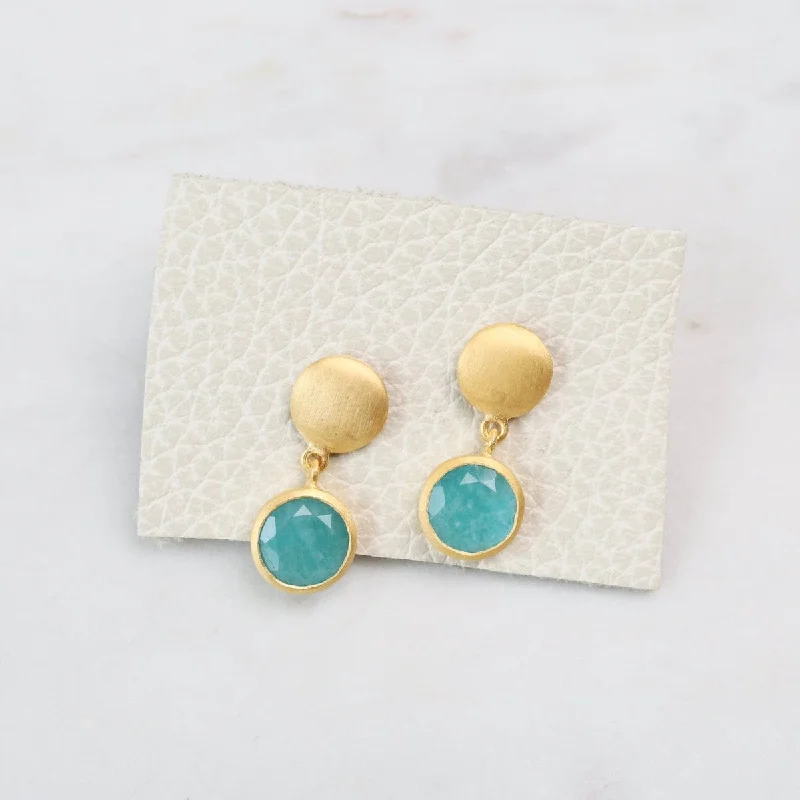 Amazonite Moon Post Earrings