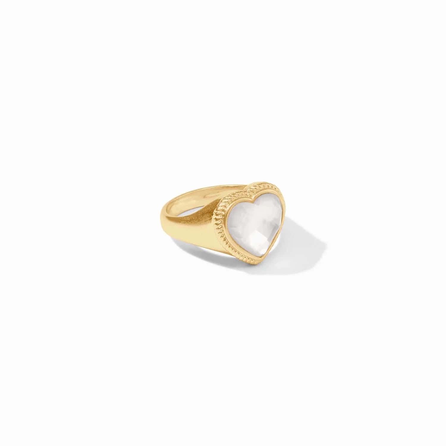 Iridescent Clear Crystal Heart Signet Ring