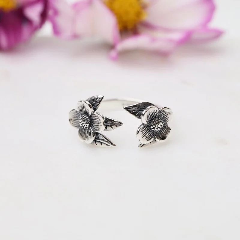 Double Dogwood Adjustable Ring