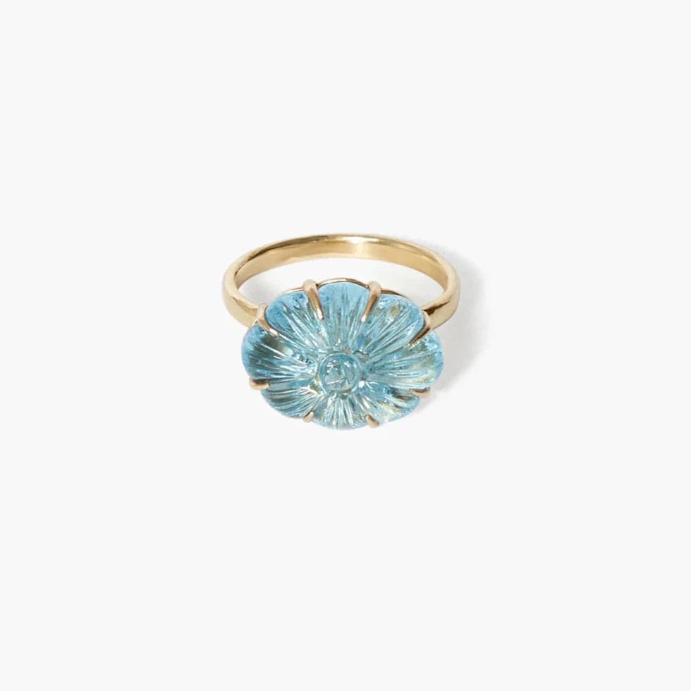 14k Dahlia Ring in Blue Topaz