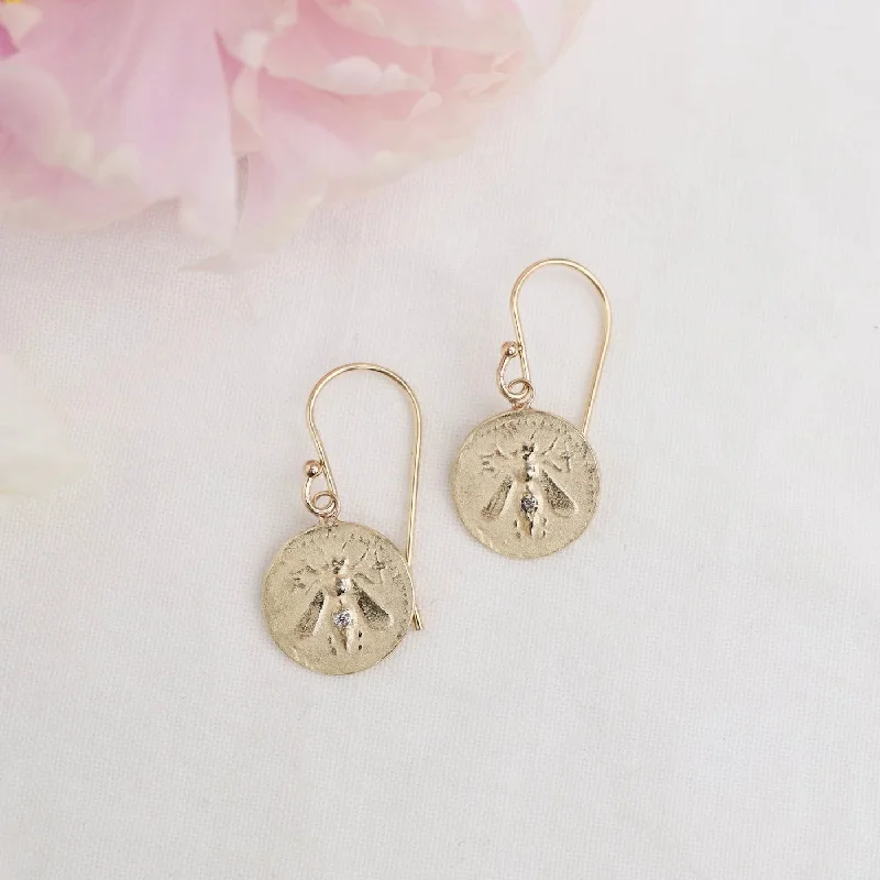 14k Gold The Bee Artifact Earrings