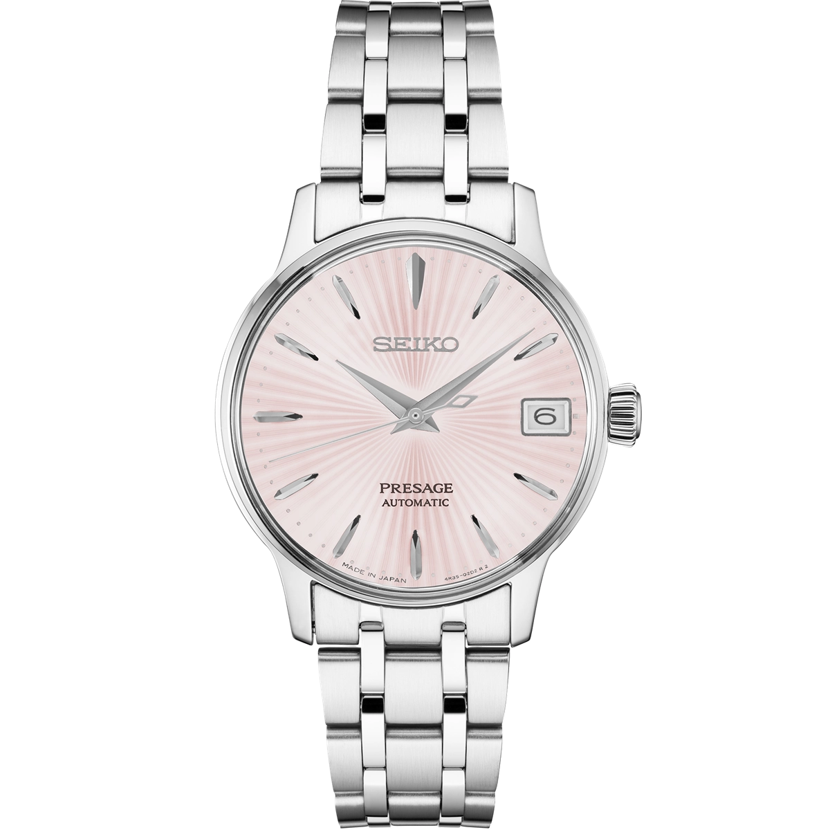 Seiko Presage Watch Stainless Steel Pink Dial 33.8mm Automatic