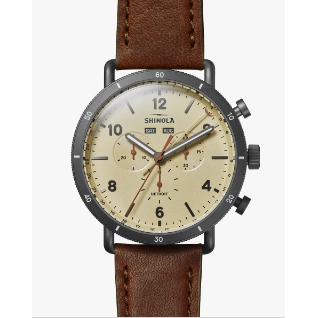 Shinola Canfield Sport 45mm with Cattail Leather Strap