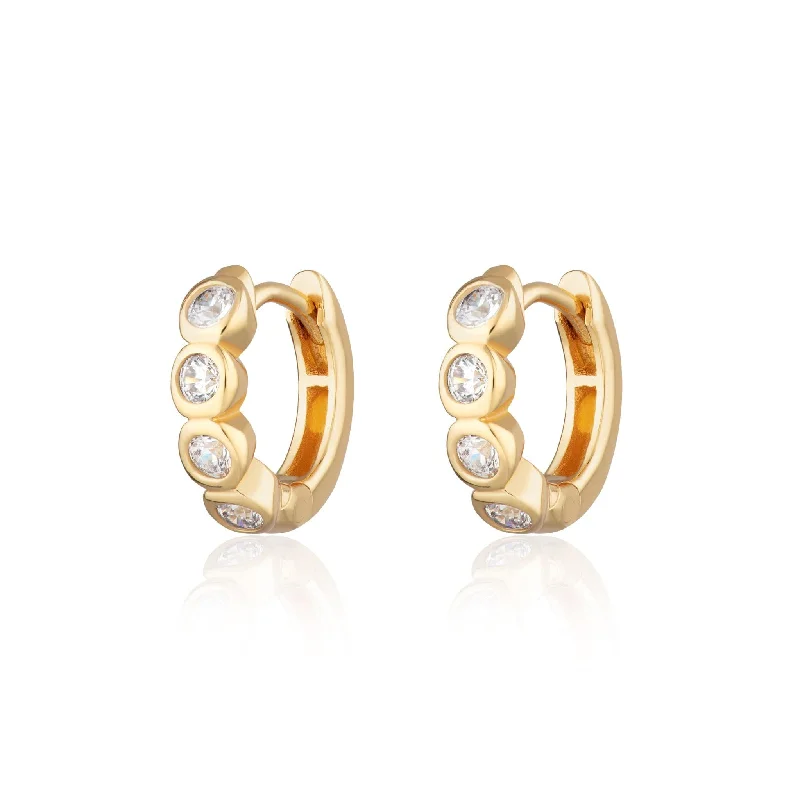 Bezel Huggie Earrings with Clear Stones