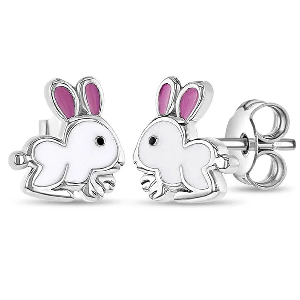 Hopping Bunny Enamel Children's Earrings