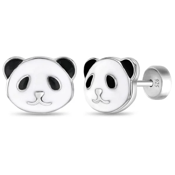 Panda Enamel Kid Earrings - Screw Back