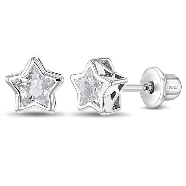 CZ Star Children's Earrings - Screw Back