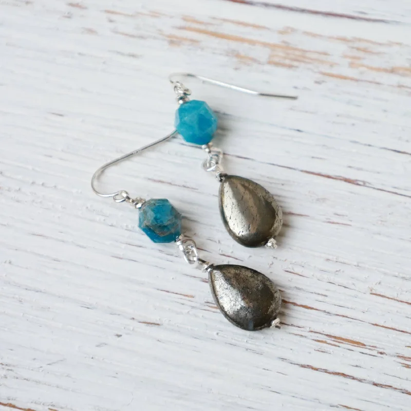 Apatite and Pyrite Earrings