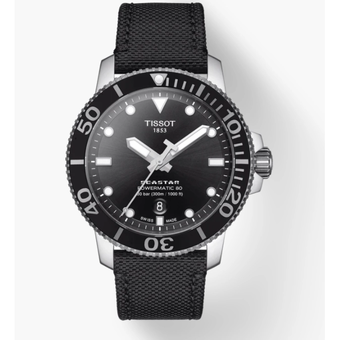 Tissot Seastar 1000 Powermatic 80 Stainless Steel Black Dial 43mm Automatic