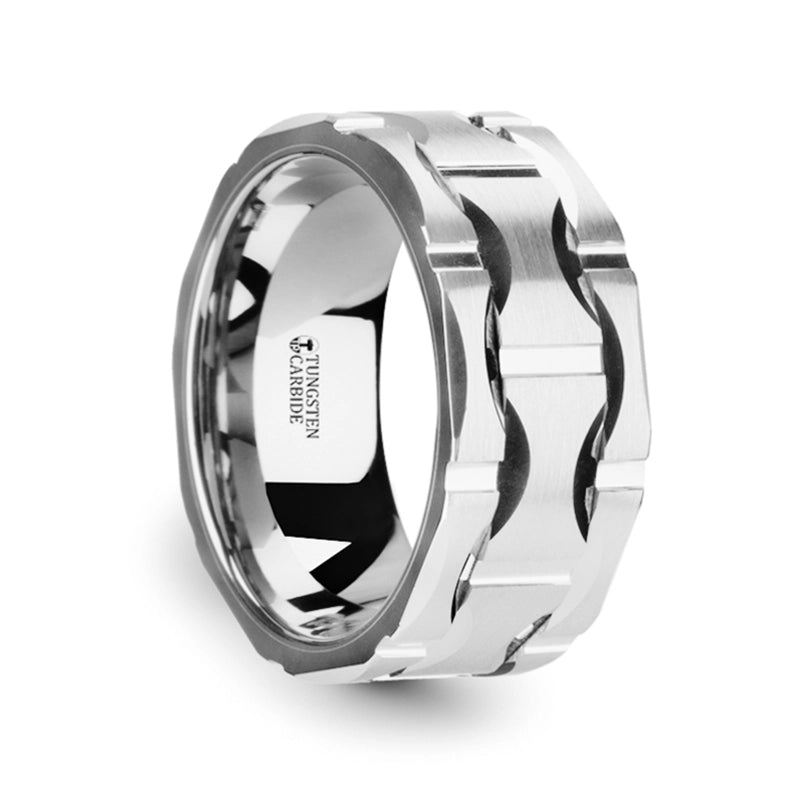 Tungsten Carbide Band with Moon Grooves