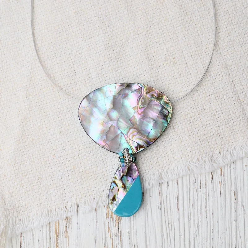 Paua Turquoise Beaded Teardrop Necklace