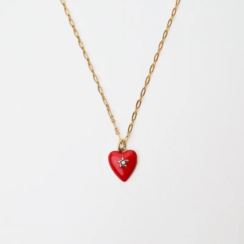 Red Enamel Heart Necklace