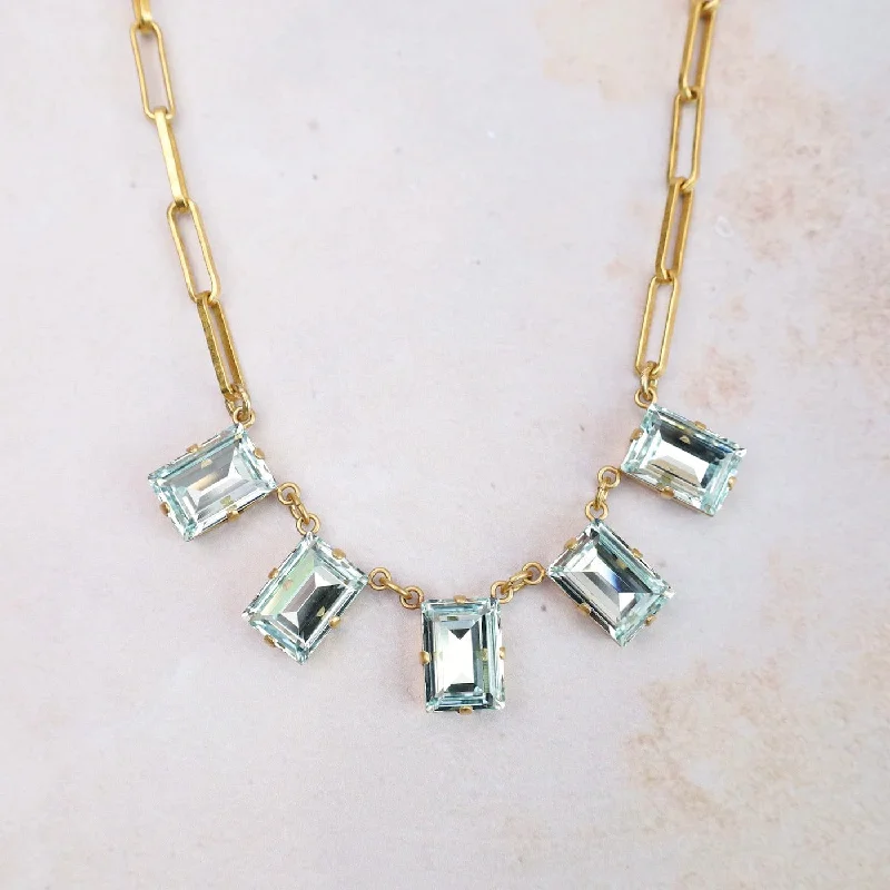 Rectangular lce Crystal Bib Necklace