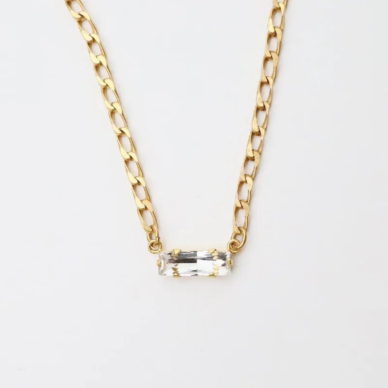 Clear Crystal Baguette Necklace