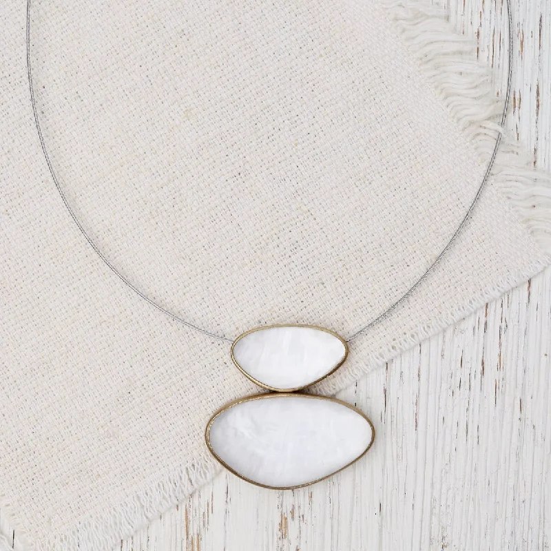 White Two Pebbles Necklace