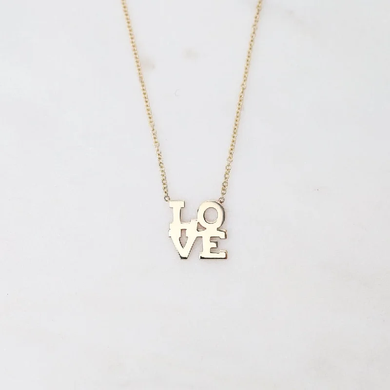 14k Stacked "Love" Necklace