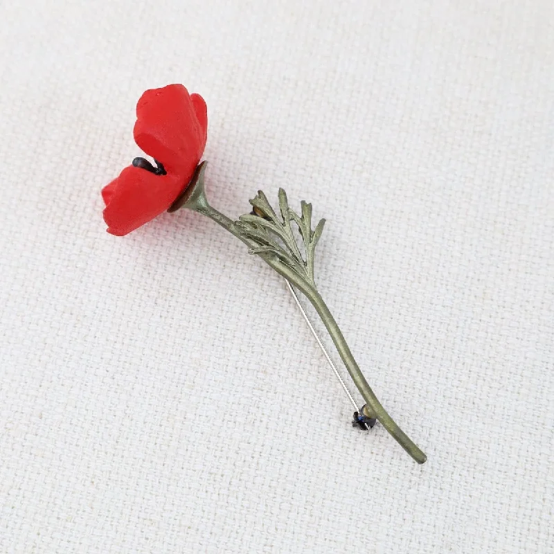 Red Poppy Brooch