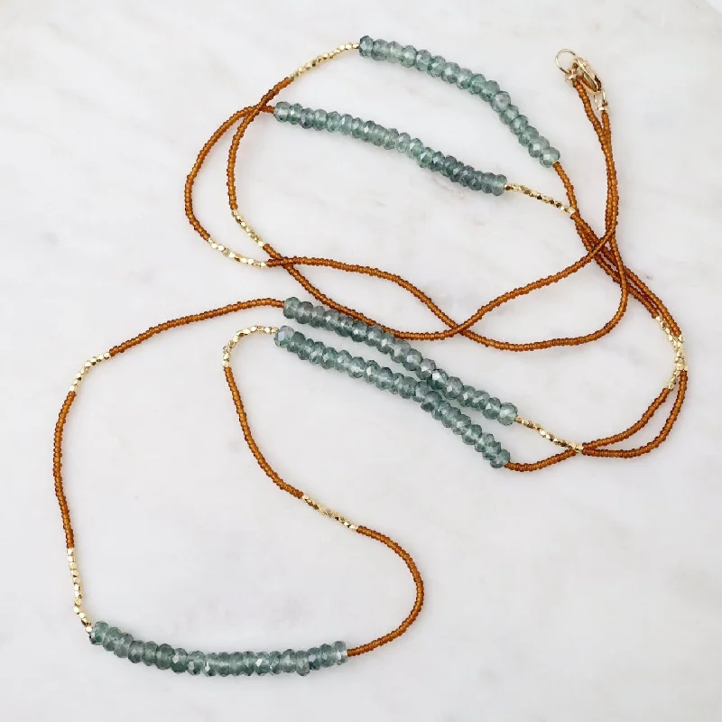 Long Bronze Seed Bead Necklace