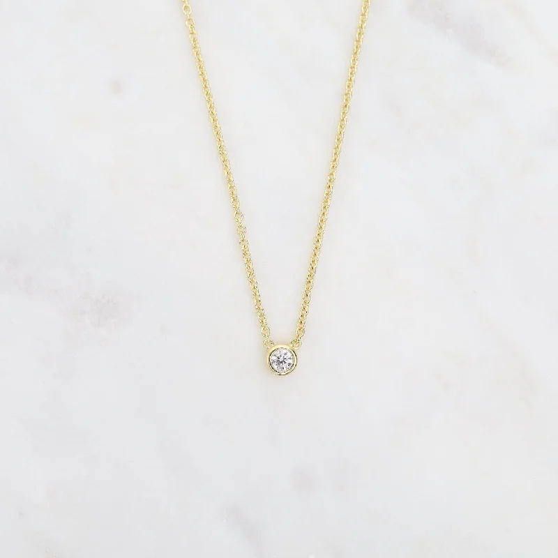 Vermeil CZ Solitaire Necklace