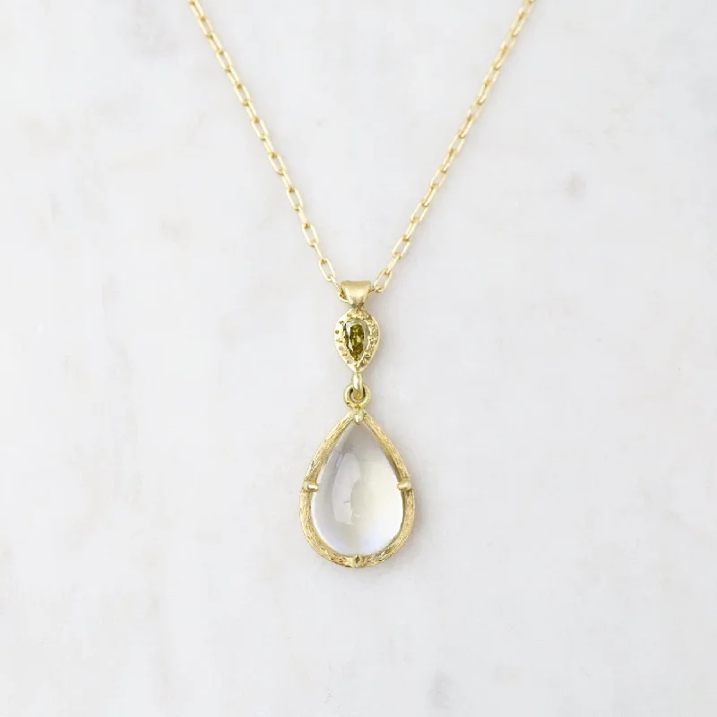 Prong Pear Moonstone Necklace