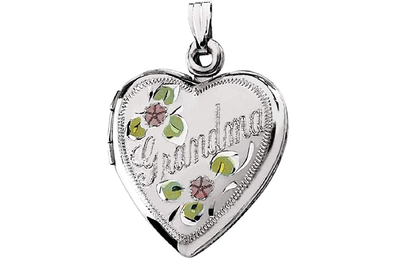 Grandma Heart Locket in Sterling Silver