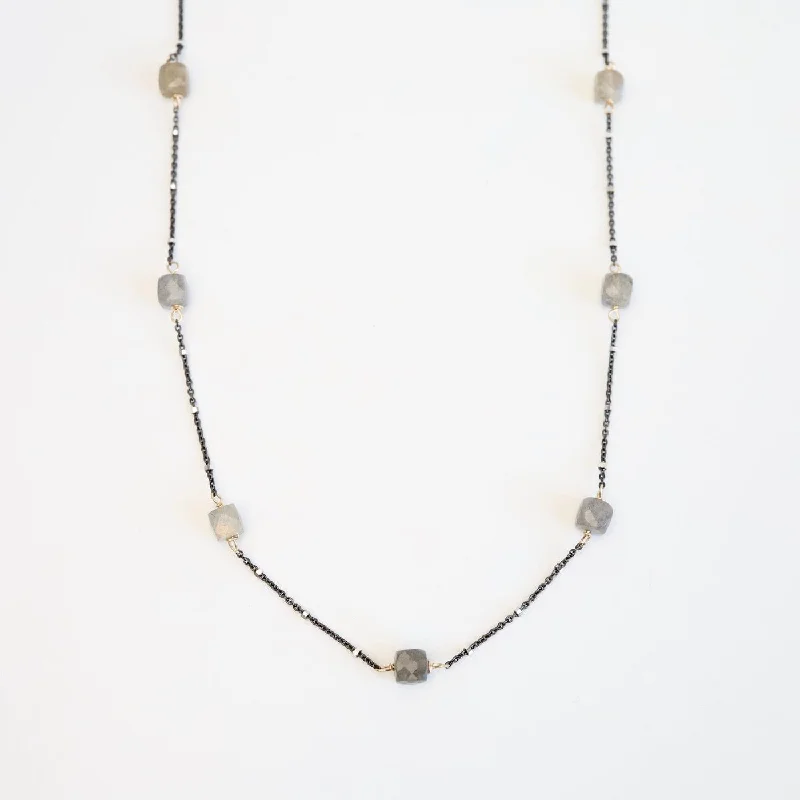 Labradorite Cube Station Necklace