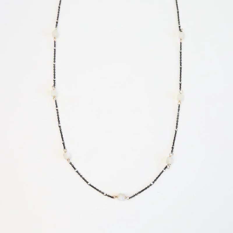 Moonstone Cube Station Necklace