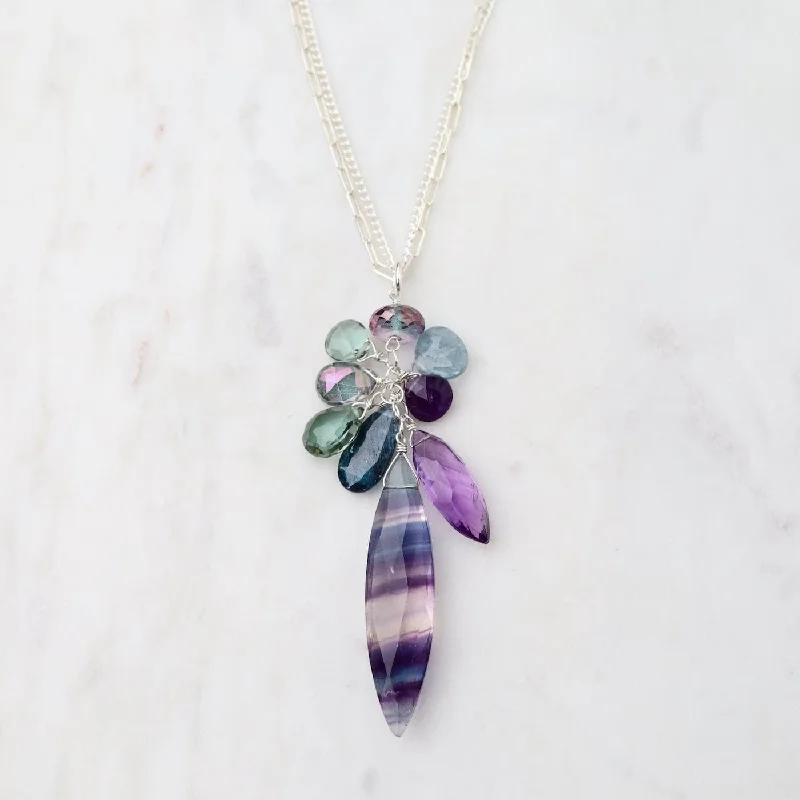 Fluorite Marquise with Clusters Necklace