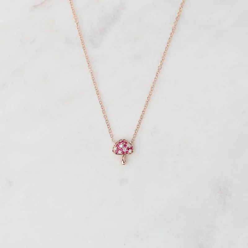 14k Ruby Mini Toadstool Necklace