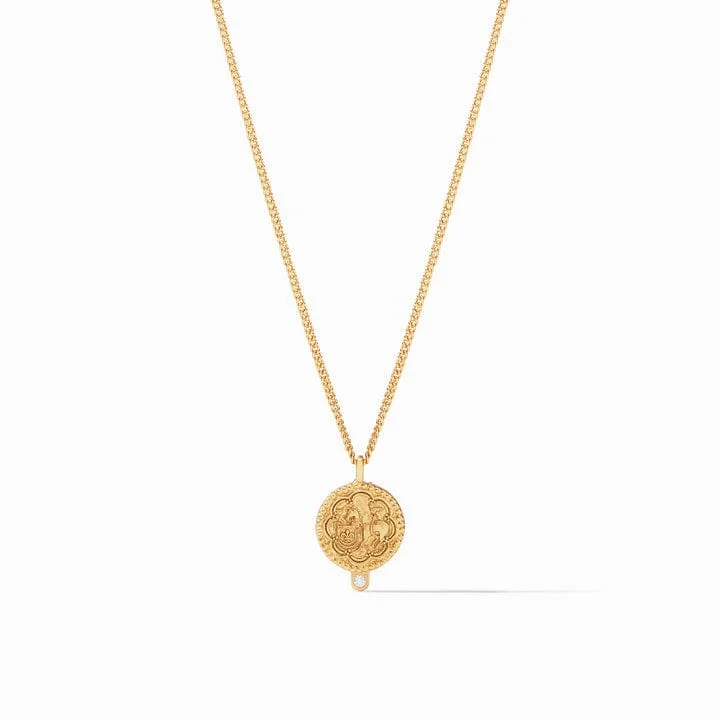 Trieste Coin CZ Solitaire Necklace