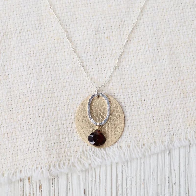 Layered Disk and Garnet Necklace