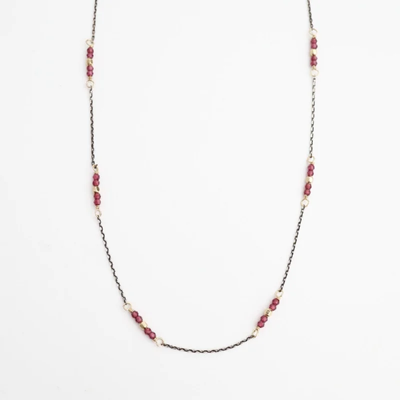 Rhodolite Garnet Station Necklace