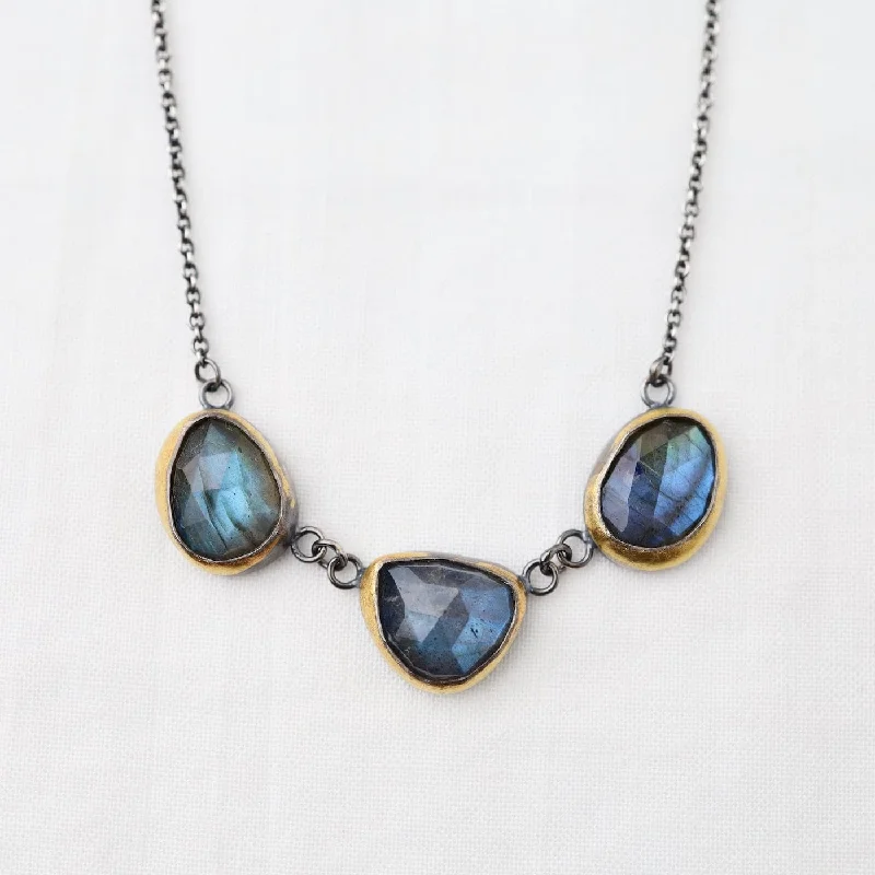 3 Crescent Rim Necklace with Labradorite