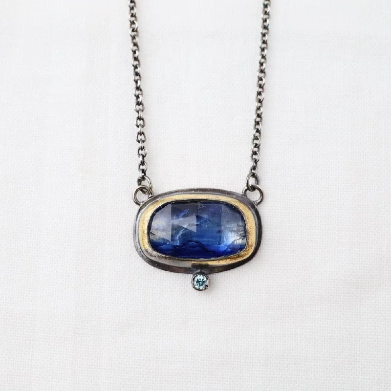 Crescent Rim Necklace with Bi-Colored Kyanite