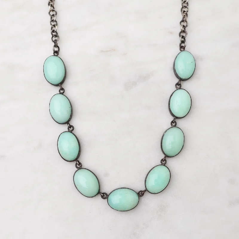 Oval Chrysoprase Cabochon Chain Necklace