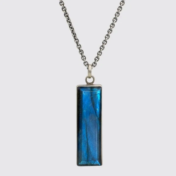 Large Rectangular Faceted Labradorite Necklace