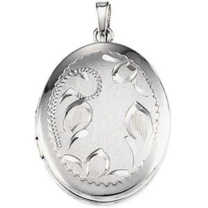 Sterling Silver Oval Satin Design Locket