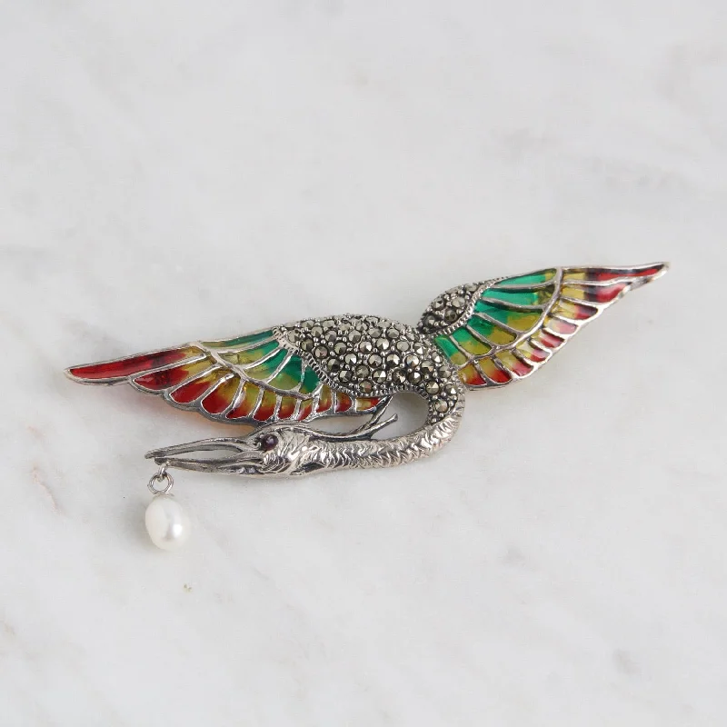 Art Nouveau Flying Crane Pin